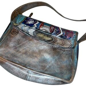 Jane yoo wearable art leather purse shoulder bag vintage retro